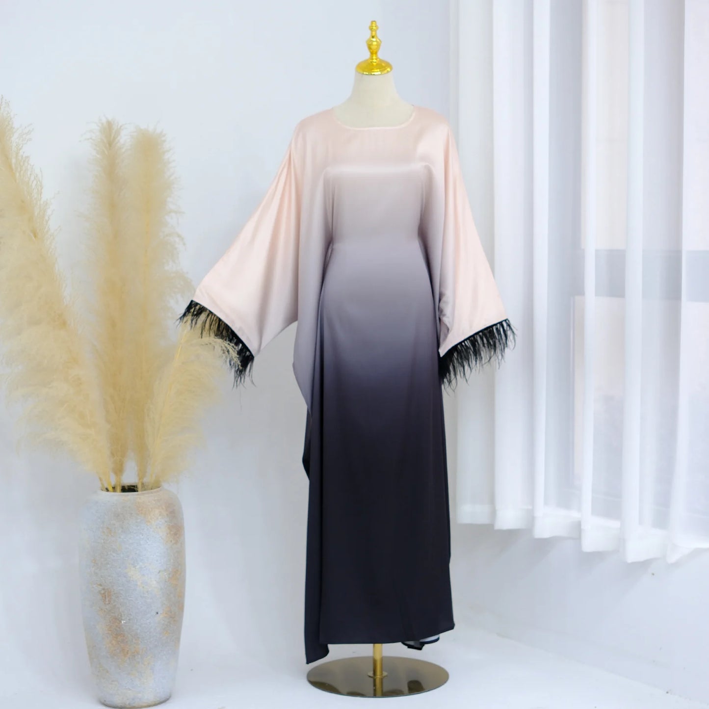 feather sleeves abaya