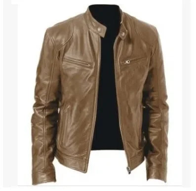 PU Leather Jacket Stand Collar