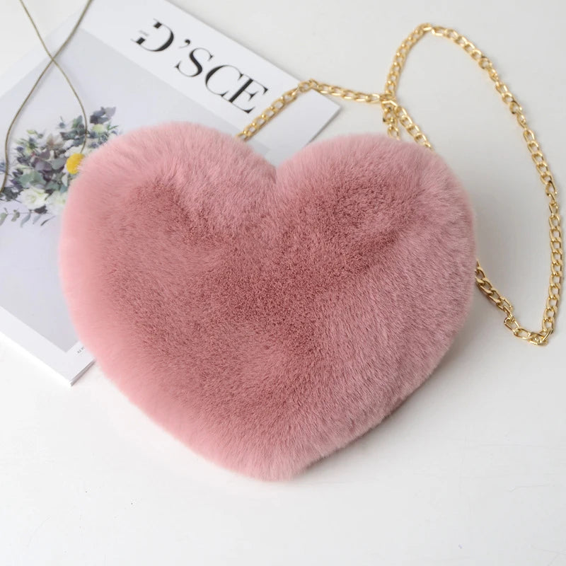 Fur Heart Handbag