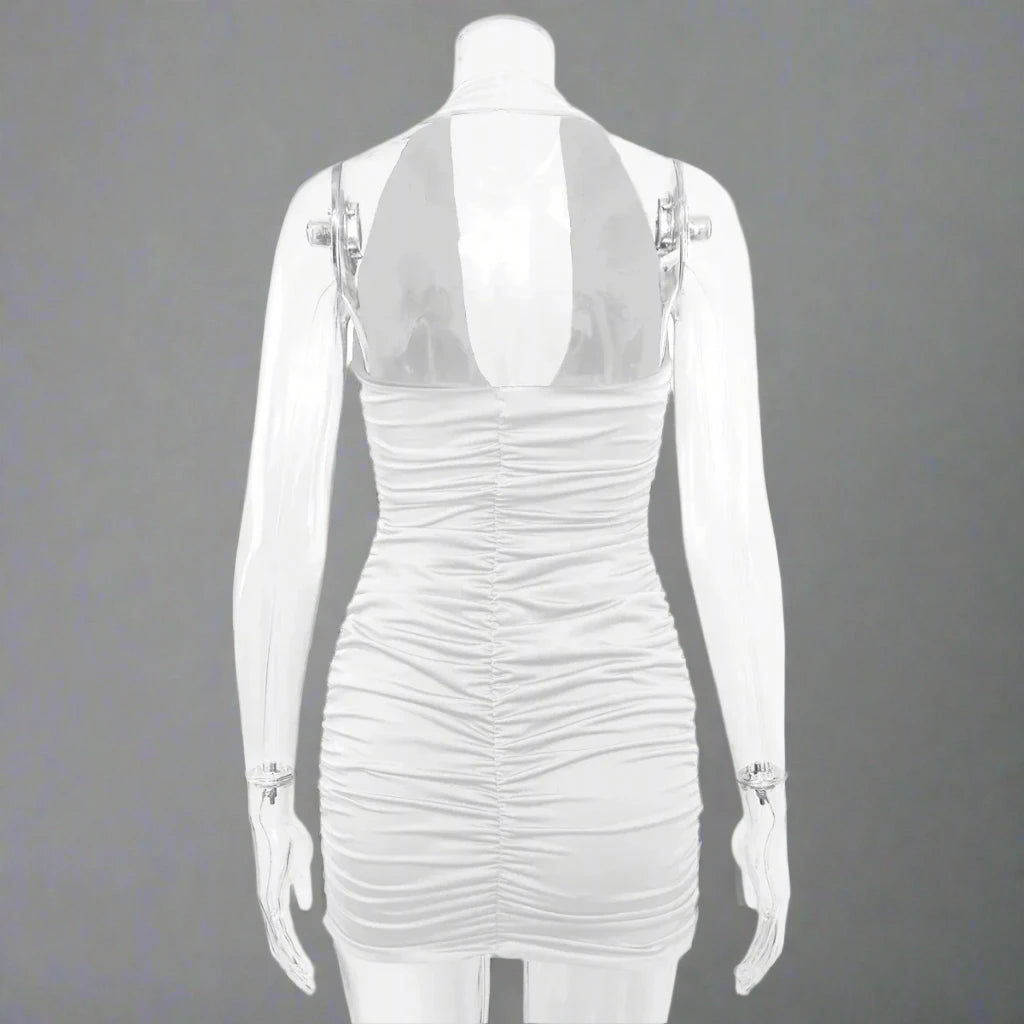 Deep V Sleeveless Backless Dress