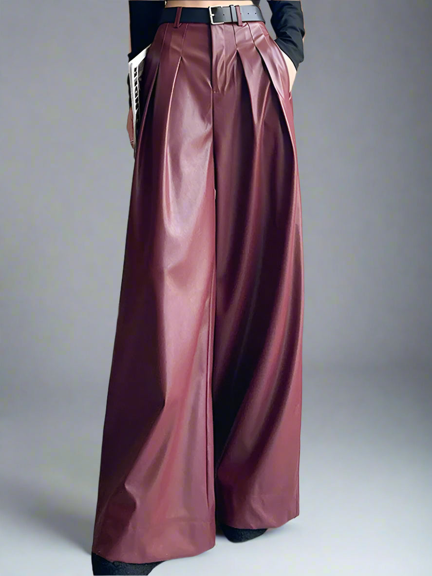 Red Wine PU Leather Pant
