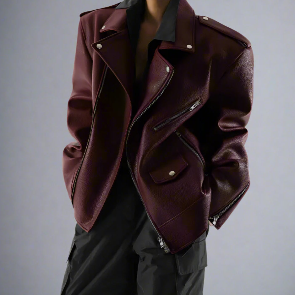 Wine Red Leather Jacket