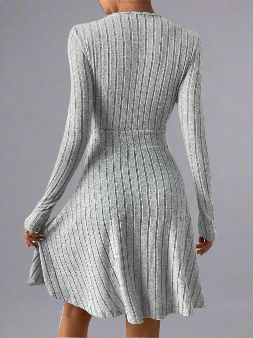 Knit Slim Bodycon V-Neck Dress