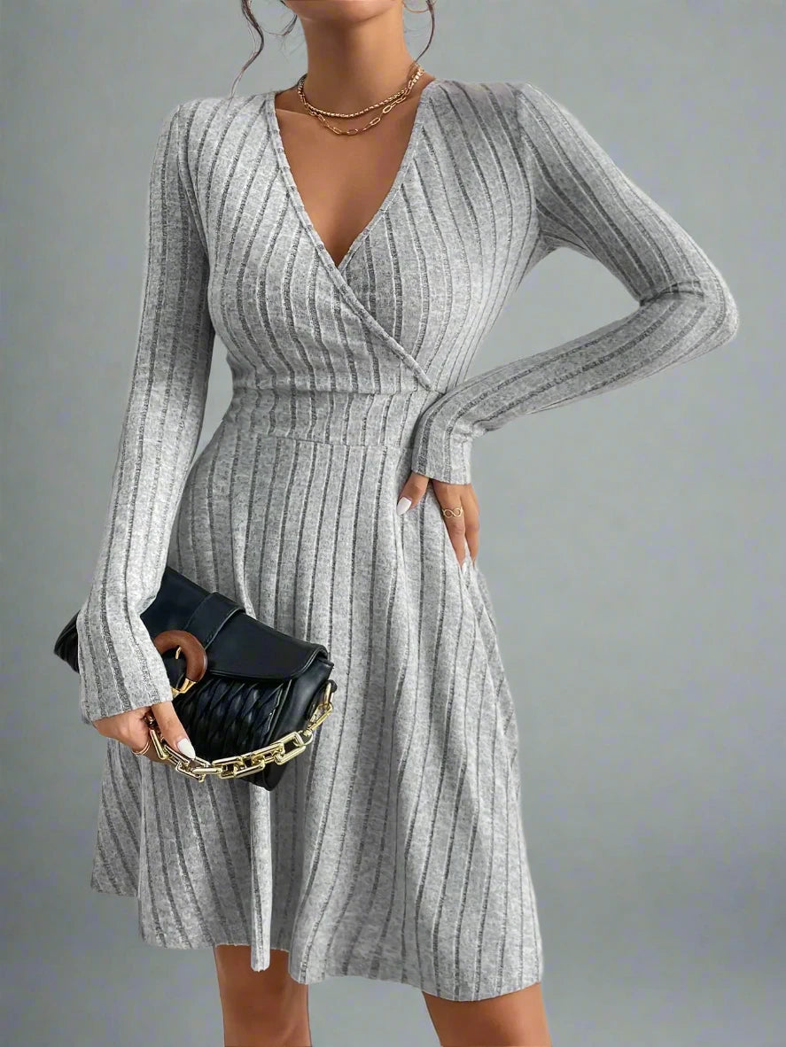 Knit Slim Bodycon V-Neck Dress