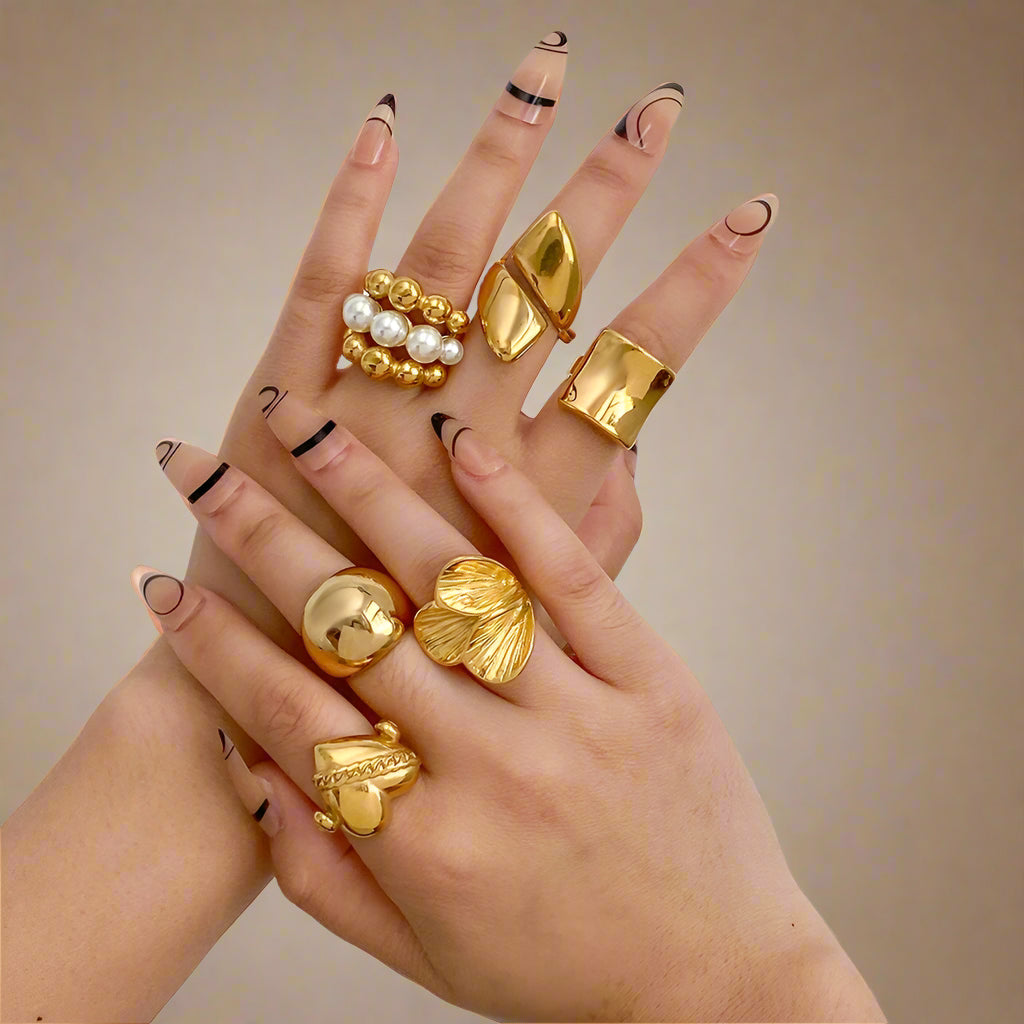 Chunky Gold Color Rings