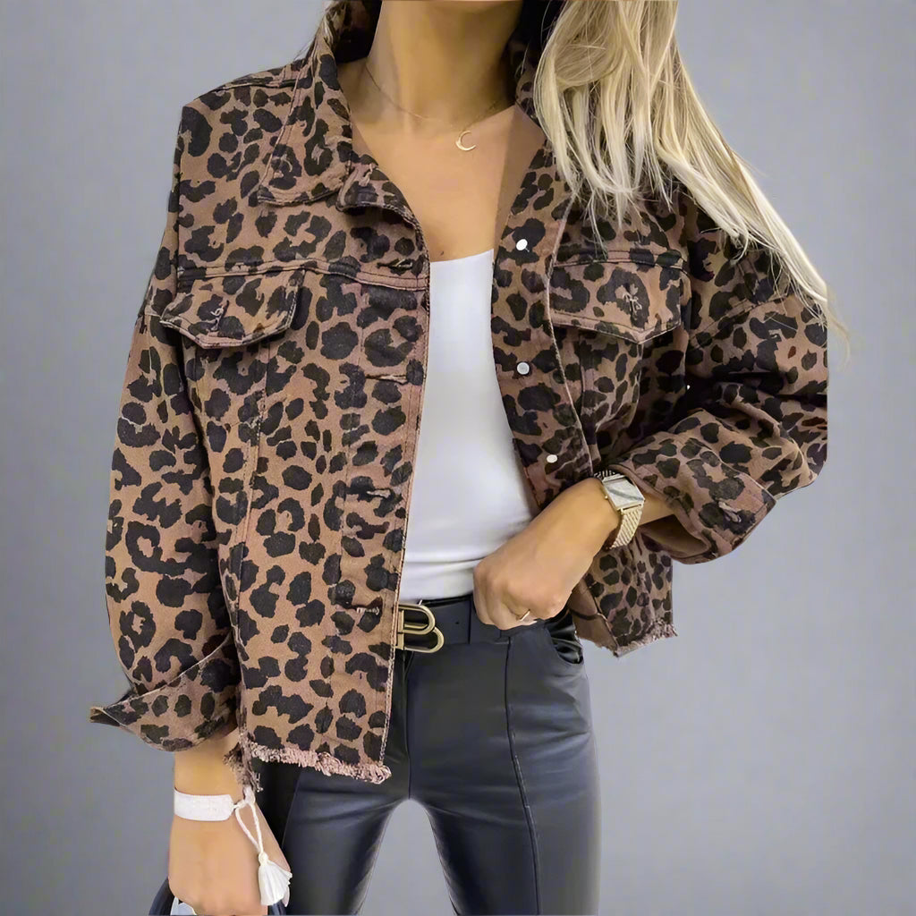 Leopard Denim Coat