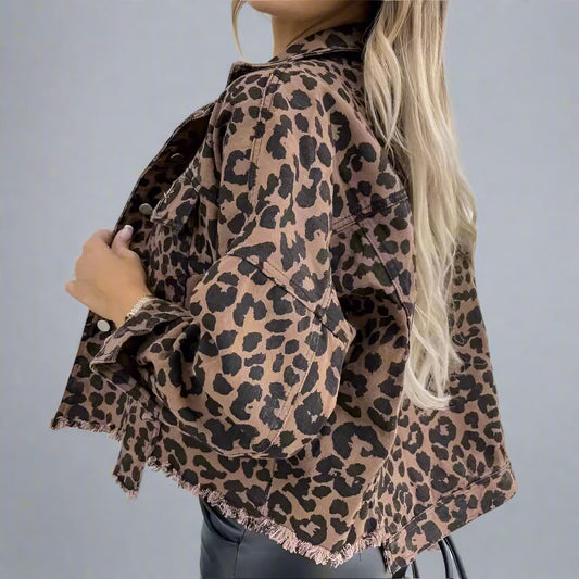 Leopard Denim Coat