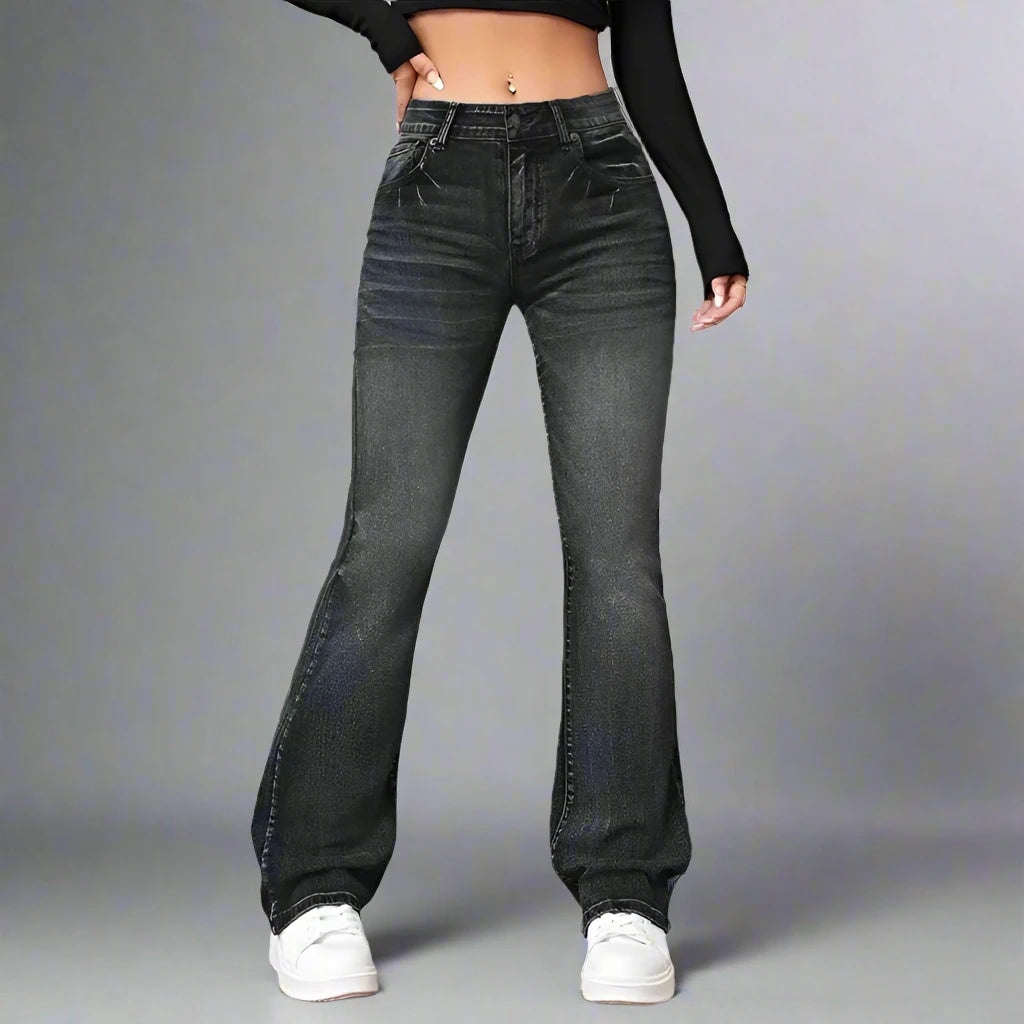 Micro Flares Mid Waist Denim