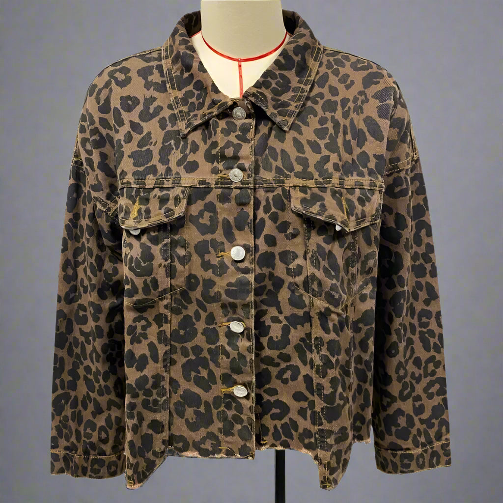 Leopard Denim Coat