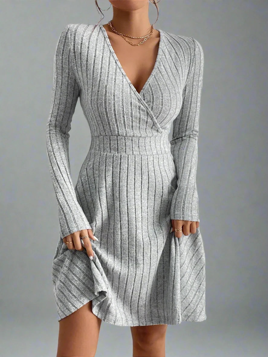 Knit Slim Bodycon V-Neck Dress