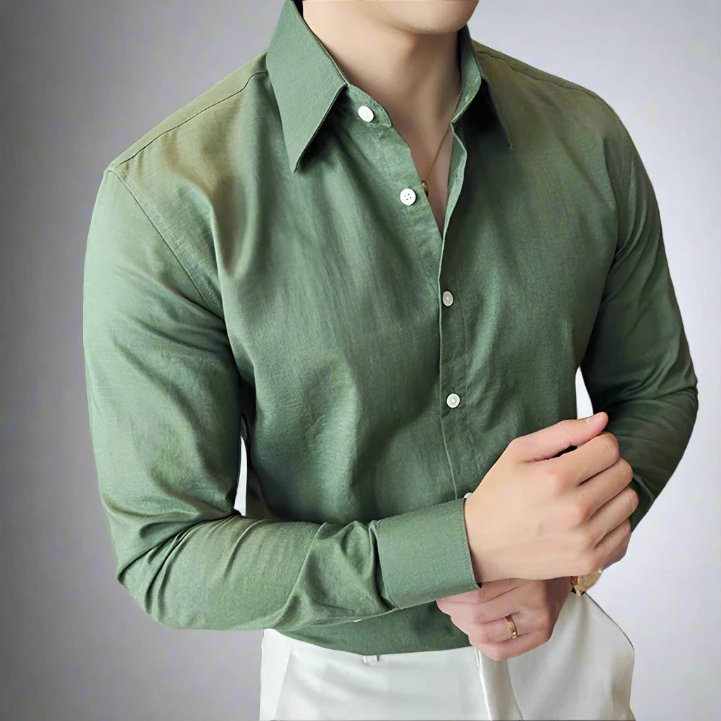 Solid Color Linen Shirt,