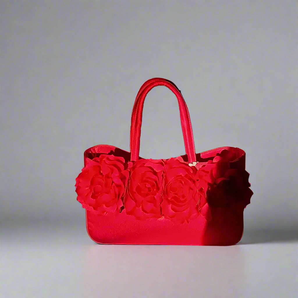 French Red  Rose Flower Elegant  Handbag