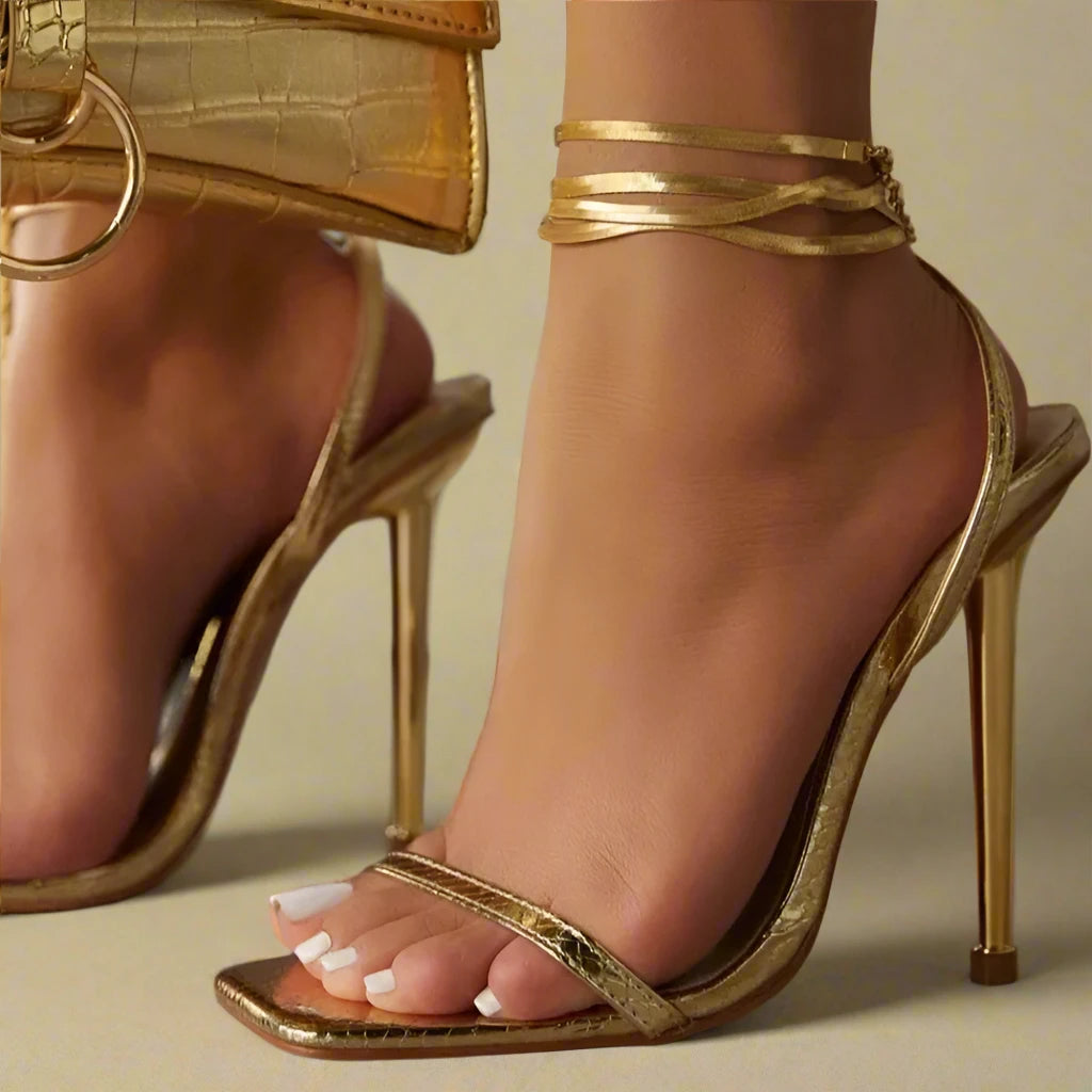 golden High Heels