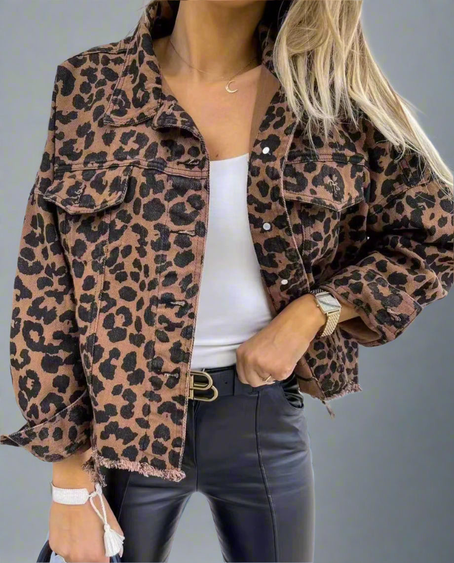 Leopard Denim Coat