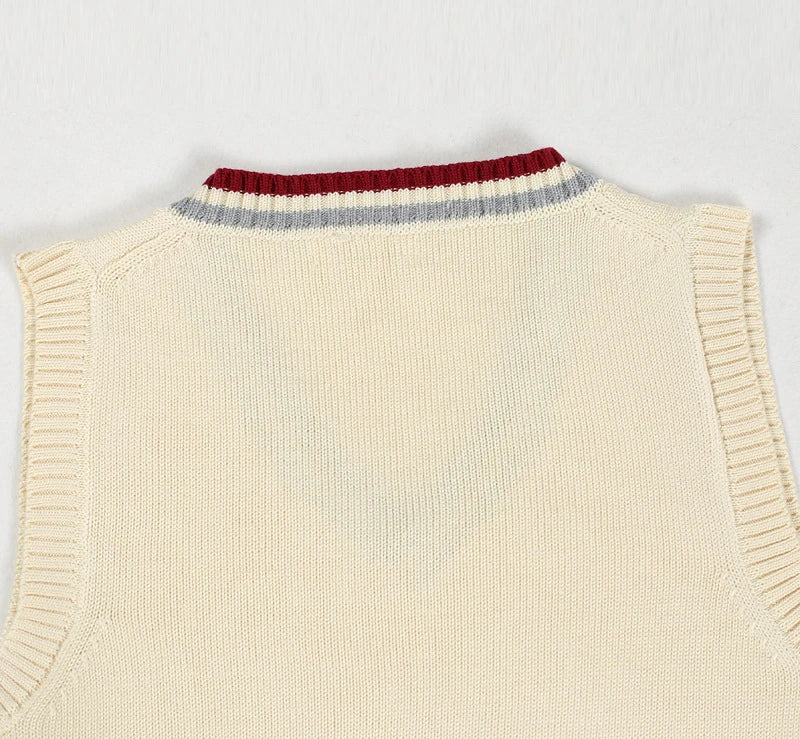 V-neck Sleeveless Knitted Sweater