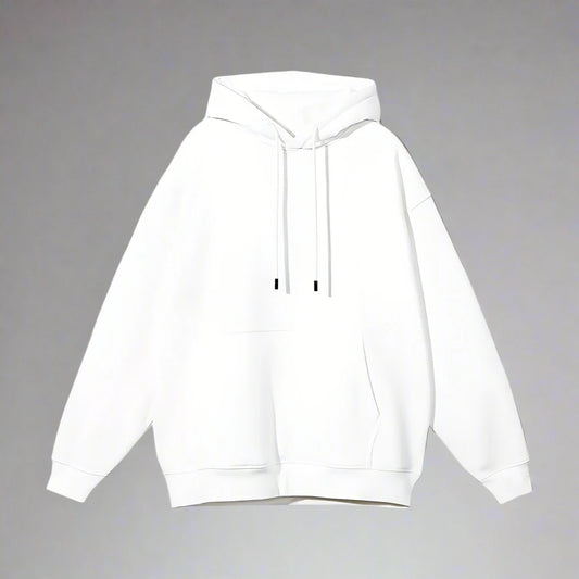 White Gray Drop Shoulder Hoodie