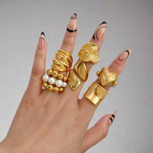 Chunky Gold Color Rings