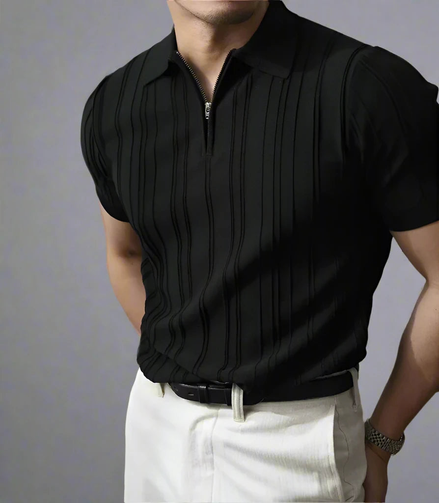 Zipper Knitted Polo Shirt Business Style