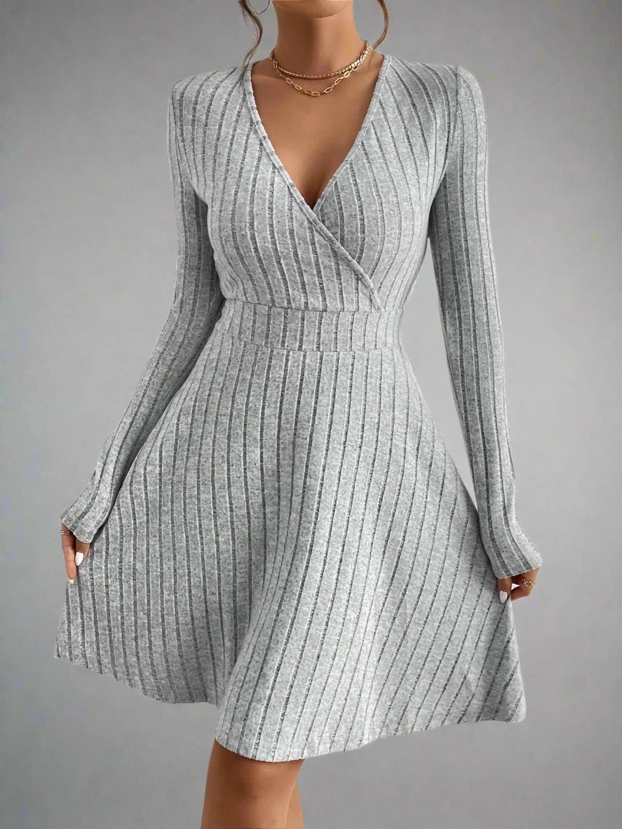 Knit Slim Bodycon V-Neck Dress