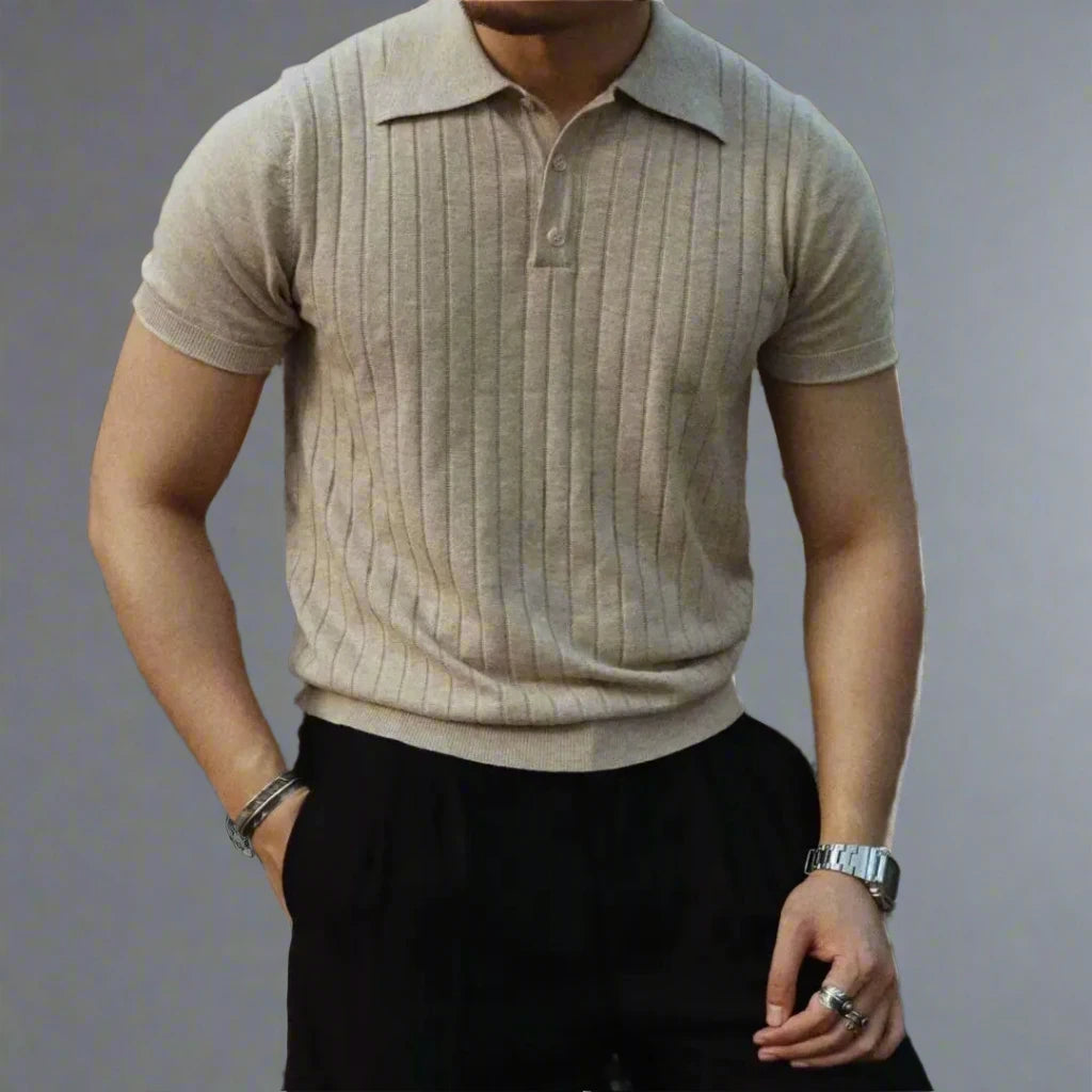 Zipper Knitted Polo Shirt Business Style