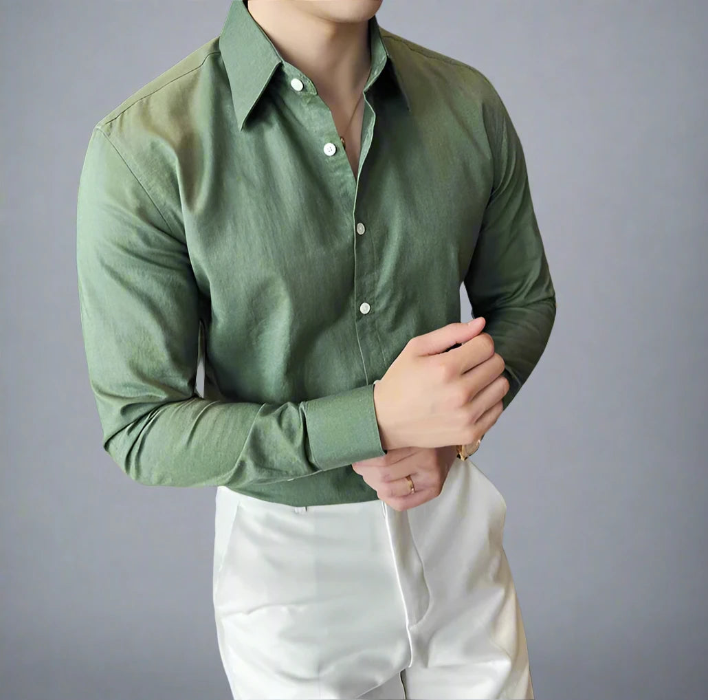 Solid Color Linen Shirt,