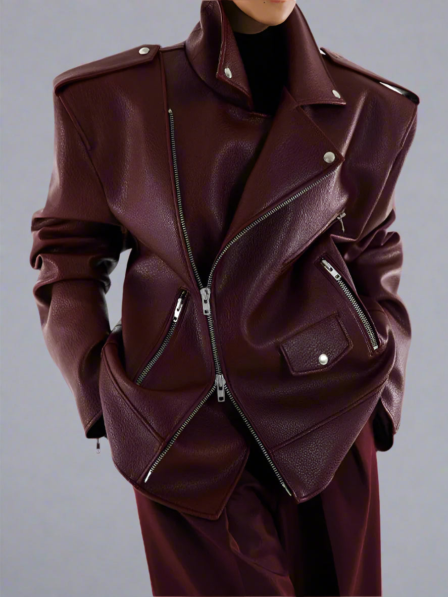 Wine Red Leather Jacket