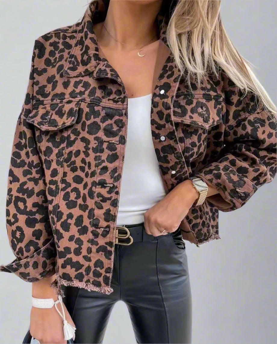 Leopard Denim Coat