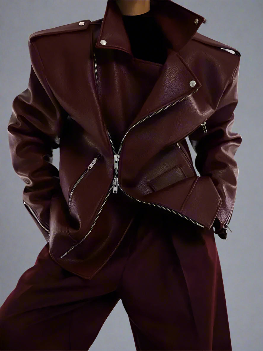 Wine Red Leather Jacket