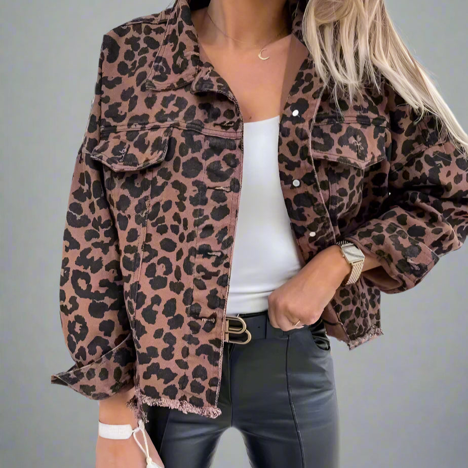 Leopard Denim Coat