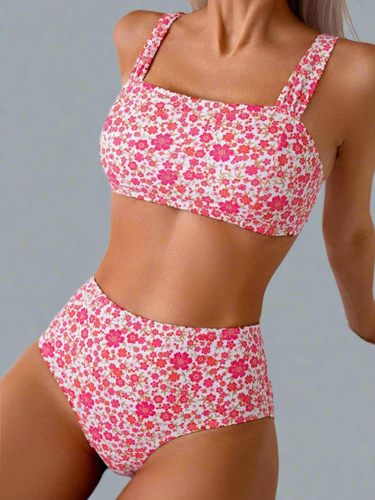 Floral High Waisted Swimwear